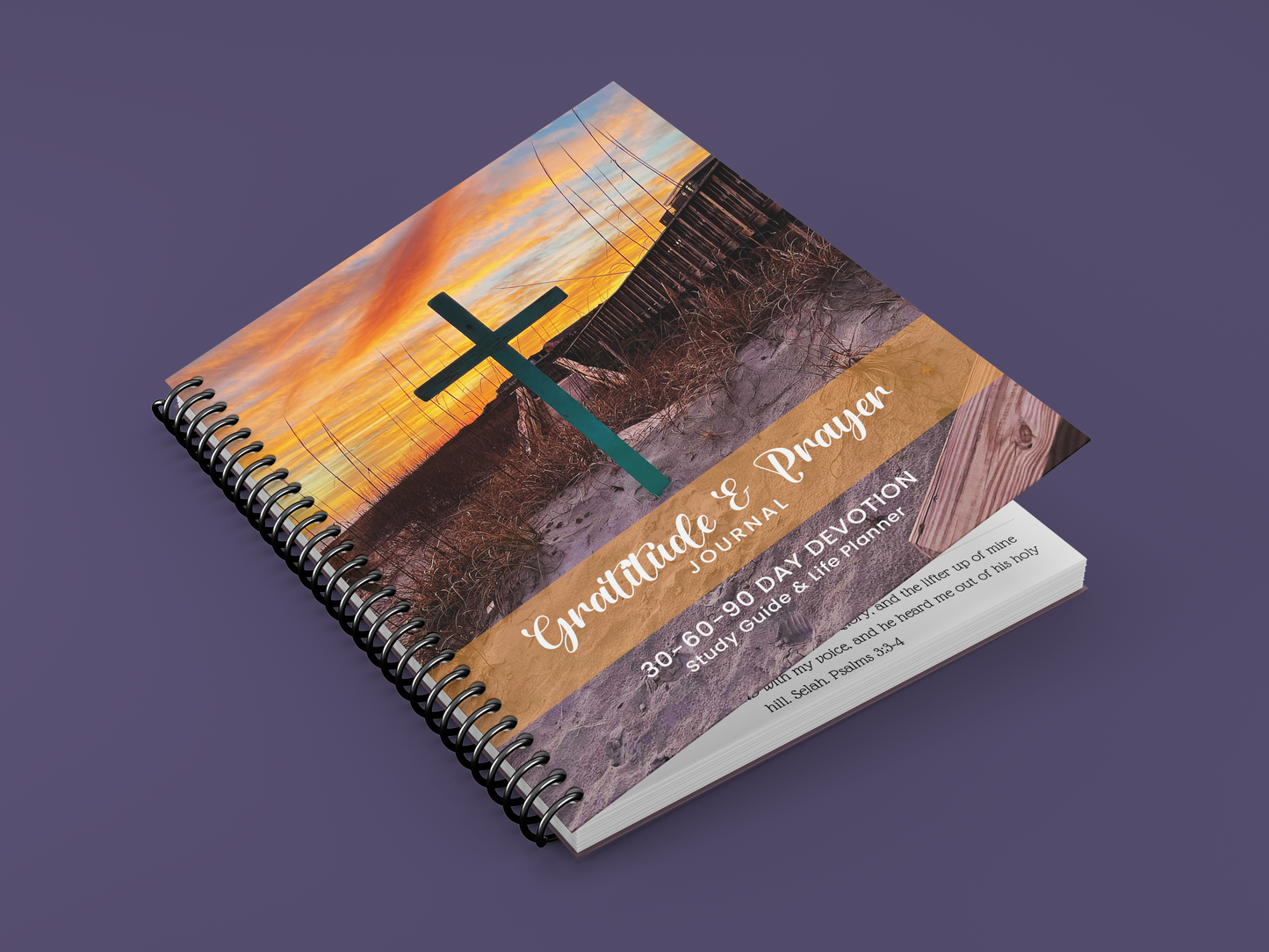 Gratitude and Prayer Journal Book - Cross at Sunset
